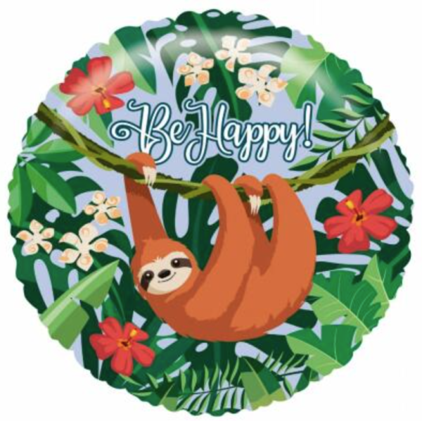 Folienballon - Faultier, rund - be happy! - ø 48cm